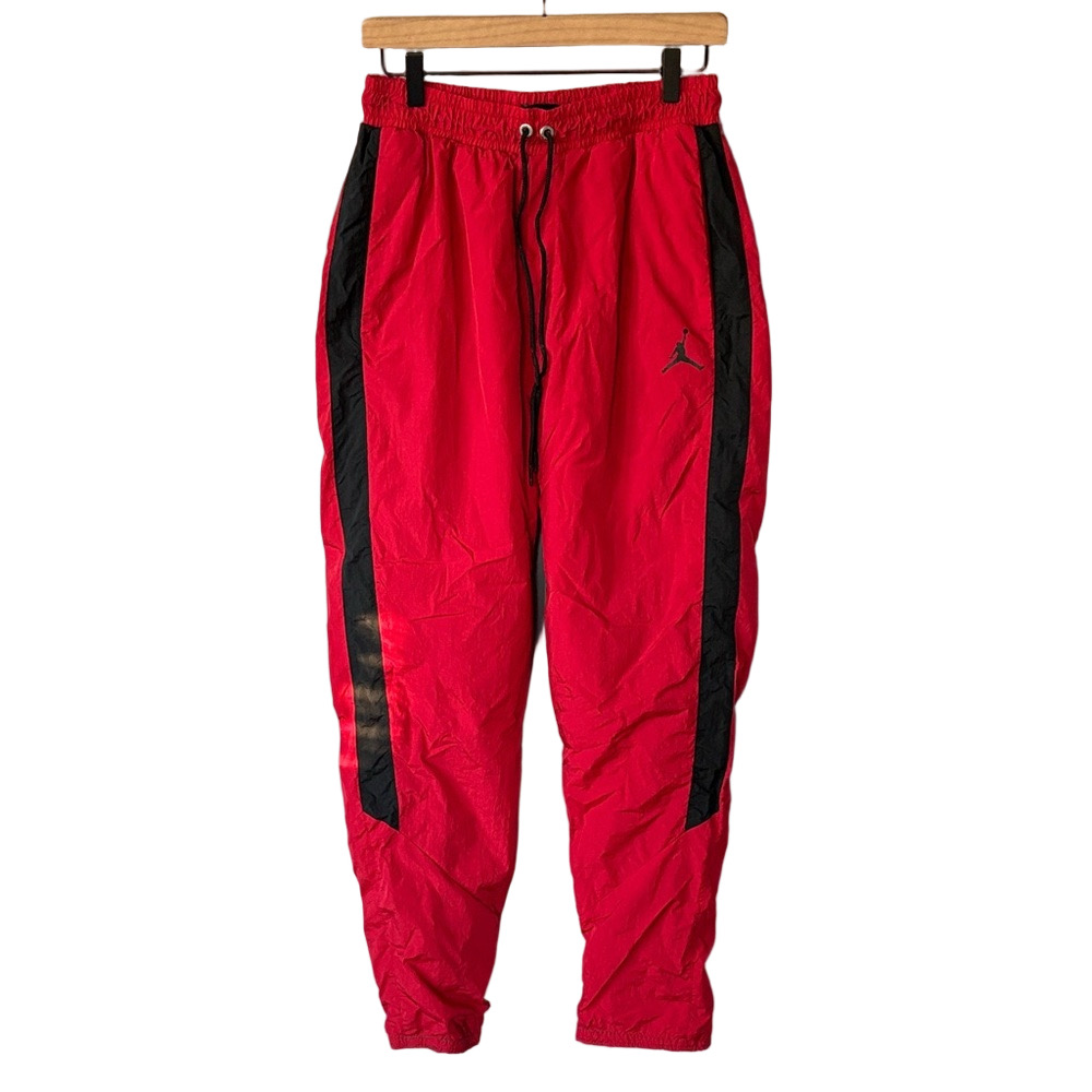 Jordan Red Nylon Track Pants Jumpman Logo Athletic Windbreaker Joggers Size M